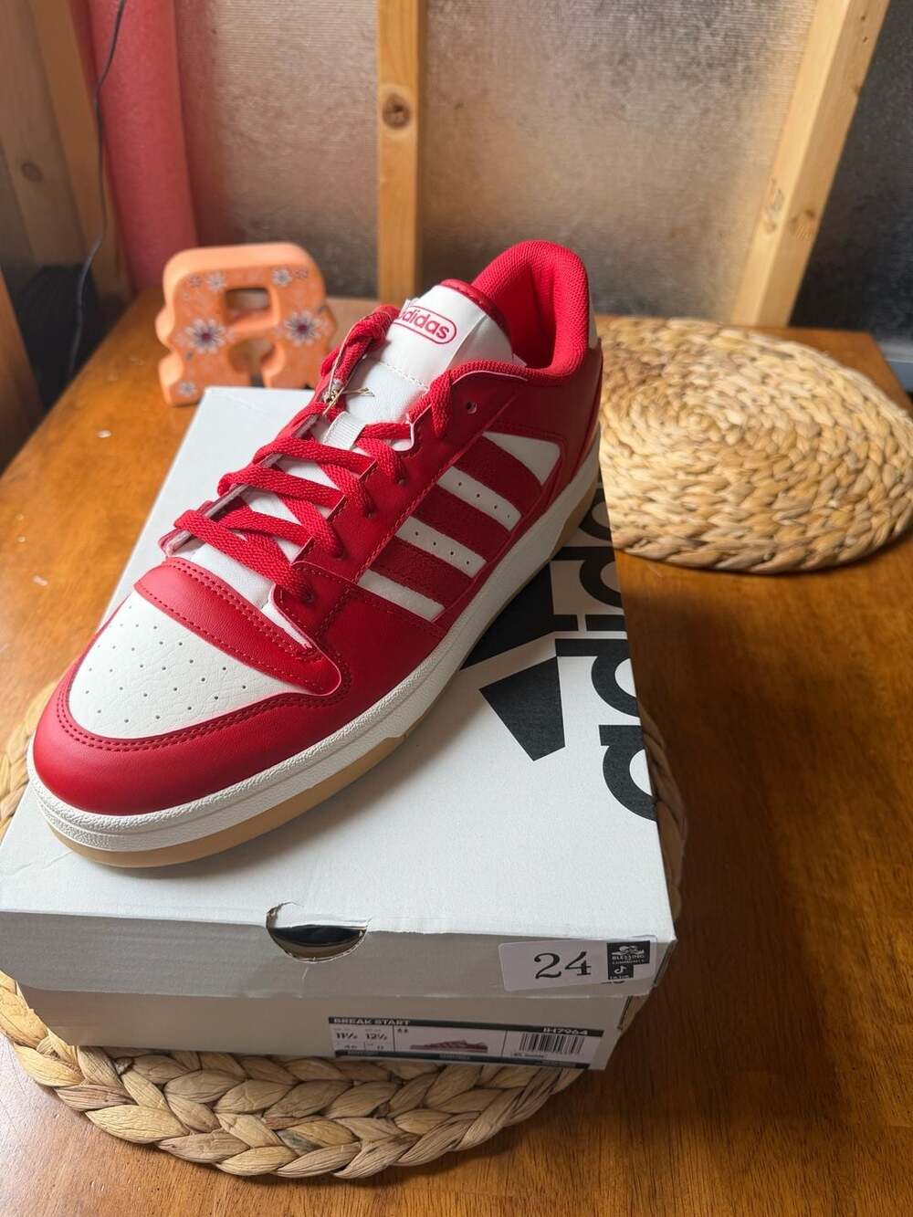 Adidas Break Start Sneakers in Red/Cloud White/Gum (Model IH7964)